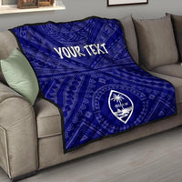 Guam Personalised Premium Quilt - Guam Seal With Polynesian Tattoo Style (Blue) Blue - Polynesian Pride