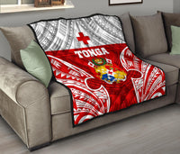 Tonga Polynesian Premium Quilt - Pattern With Seal Red Version - Polynesian Pride