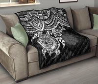 Northern Mariana Islands Polynesian Premium Quilt - Northern Mariana Islands Seal & White Turtle Hibiscus - Polynesian Pride