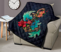 Hawaiian Plumeria Hibiscus Anchor Galaxy Premium Quilt - Polynesian Pride