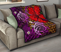Hawaii Lauhala Hibiscus Polynesian Tropical Pink Premium Quilt - Wake Style - AH - Polynesian Pride