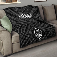 Guam Premium Quilt - Guam Seal With Polynesian Tattoo Style (Black) Black - Polynesian Pride