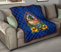 Guam Premium Quilt - Guam Coat Of Arms Hibiscus - Polynesian Pride