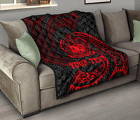 Samoa Polynesian Custom Personalised Premium Quilt - Red Tribal Wave Red - Polynesian Pride