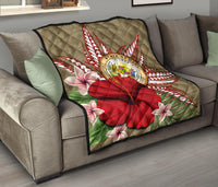 Hawaii Polynesian Coat Of Arm Tropical Premium Quilt - AH - Polynesian Pride