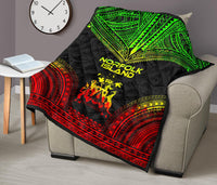 Norfolk Island Premium Quilt - Norfolk Island Coat Of Arms Polynesian Chief Reggae Version - Polynesian Pride