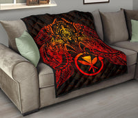 Hawaii Polynesian Premium Quilt - Red Kanaka Maoli Turtle Manta Ray - Polynesian Pride