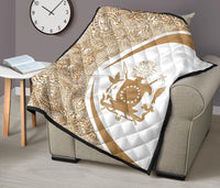 Cook Islands Coat Of Arms Polynesian Premium Quilt - Circle Style - 03 - Polynesian Pride