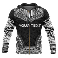 Marquesas Islands Polynesian Chief Custom Zip up Hoodie Black Version - Polynesian Pride