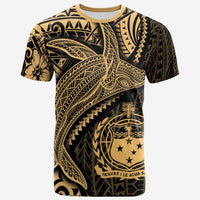 Samoa T Shirt Humpback Whale & Coat of Arms Gold Unisex Art - Polynesian Pride