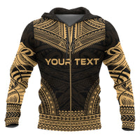 Palau Polynesian Chief Custom Zip up Hoodie Gold Version - Polynesian Pride
