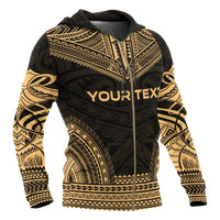 Chuuk Polynesian Chief Custom Zip up Hoodie Gold Version - Polynesian Pride