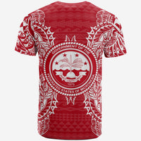 Federated States of Micronesian T Shirt FSM Seal Map Polynesian Tattoo Red White - Polynesian Pride