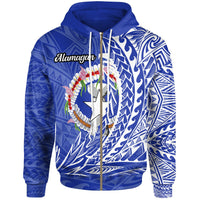 Northern Mariana Islands Zip Hoodie Alamagan Wings Style Unisex Blue - Polynesian Pride