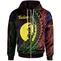 New Caledonia Zip Hoodie Tadine Wings Style Flag Color Unisex Black - Polynesian Pride