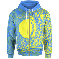 Palau Zip Hoodie Ngchesar Wings Style Unisex Blue - Polynesian Pride