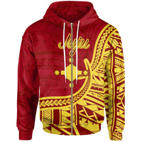 Rotuma Zip Hoodie Juju Flag Rotuma Unisex Red - Polynesian Pride