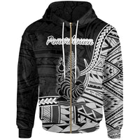 New Caledonia Islands Zip Hoodie Ponerihouen Seal of New Caledonia Polynesian Patterns Unisex Black - Polynesian Pride