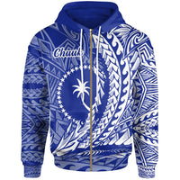 Chuuk State Zip Hoodie Wings Style Flag Color Unisex Blue - Polynesian Pride