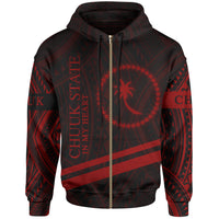 Chuuk State Zip Hoodie In My Heart Style Red Polynesian Patterns Unisex Black - Polynesian Pride