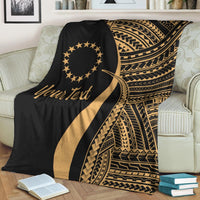 Cook Islands Custom Personalised Premium Blanket - Gold Polynesian Tentacle Tribal Pattern - Polynesian Pride