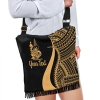 New Caledonia Custom Personalised Boho Handbag - Gold Polynesian Tentacle Tribal Pattern Crest - Polynesian Pride