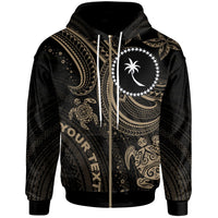 Chuuk Custom Zip up Hoodie Gold Turtle Unisex Gold - Polynesian Pride
