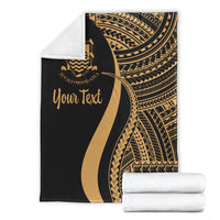 Tuvalu Custom Personalised Premium Blanket - Gold Polynesian Tentacle Tribal Pattern - Polynesian Pride