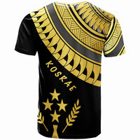 Kosrae Custom T Shirt Ginger Lei Gold Pattern - Polynesian Pride