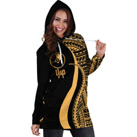 Yap Women's Hoodie Dress - Gold Polynesian Tentacle Tribal Pattern - Polynesian Pride
