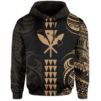 Kanaka Map Polynesian Kakau Hoodie Gold - Polynesian Pride