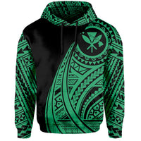 Hawaii Kanaka Polynesian Hoodie Tatoo Style Green - Polynesian Pride