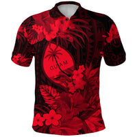 Guam Polynesian Polo Shirt Tropical Flowers Red LT8 - Polynesian Pride