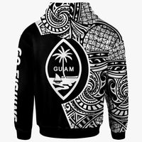 Guam Zip Hoodie Hook Tattoo Black Color - Polynesian Pride