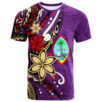 Guam T Shirt Tribal Flower With Special Turtles Purple Color Unisex Purple - Polynesian Pride