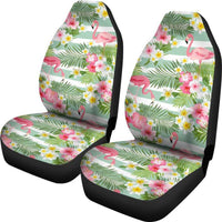 Hawaii Car Seat Covers - Flamigo Palm Leaves - W8 Universal Fit Black - Polynesian Pride