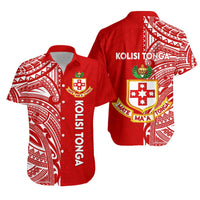 Kolisi Tonga Hawaiian Shirt - Mate Ma'a Tonga Rugby Half Style | Polynesian Pride Unisex Red - Polynesian Pride