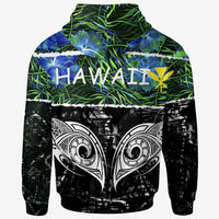 Hawaii Hoodie Tropical Flower Neonnd Black Color - Polynesian Pride