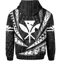 Polynesian Kakau Kanaka Maoli Map Hawaii Zip Hoodie White - Polynesian Pride