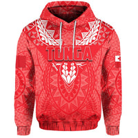 Tonga Rugby Hoodie Polynesian With Coat of Arms Style Unisex Red - Polynesian Pride