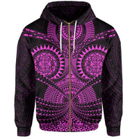 Polynesian Tattoo All Over Print Zip Hoodie Purple Unisex Black - Polynesian Pride