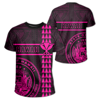 Hawaii Coat of Arms Kanaka Polynesian T Shirt Pink Unisex Pink - Polynesian Pride