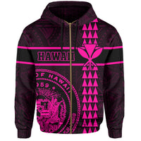 Polynesian Kakau Kanaka Seal of Hawaii Zip Hoodie Pink - Polynesian Pride