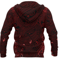 New Zealand Hoodie, Maori Gods Pullover Hoodie, Tumatauenga (God of War) Red - Polynesian Pride