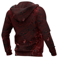 New Zealand Zip up Hoodie, Maori Gods Zipper Hoodie, Tumatauenga (God of War) Red - Polynesian Pride
