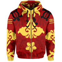 Hawaii Hoodiean Quilt Style Zip Hoodie Unisex Orange - Polynesian Pride