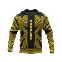 Hawaii Pullover Hoodie Kanaloa Polynesian Tattoo Special Yellow A8 Unisex Yellow - Polynesian Pride
