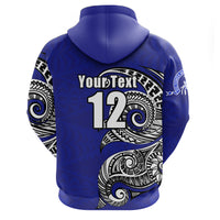 Custom Kolisi Ko Tupou College Tonga Zip Hoodie Polynesian Waves Style - Polynesian Pride