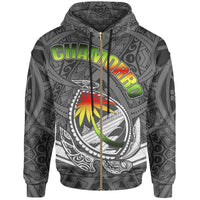 Guam Zip Hoodie Turtle Guam Seal Chamorro Unisex Grey - Polynesian Pride