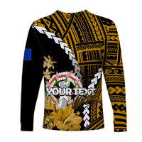 (Custom Personalised)Northern Mariana Islands Long Sleeve Shirts Polynesian Style Gold Color LT6 - Polynesian Pride